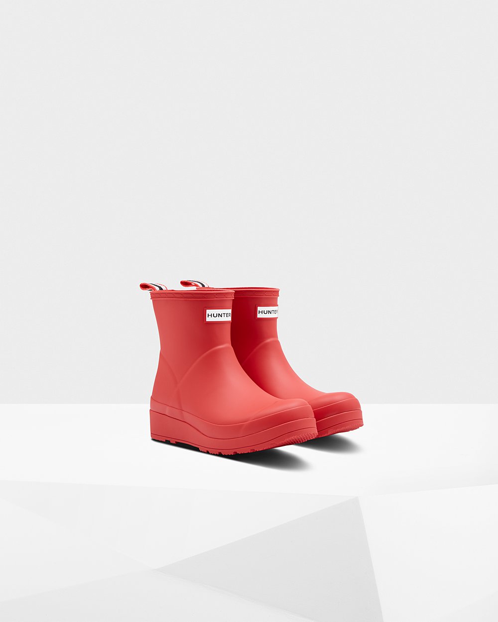Womens Play Boots - Hunter Original Short Rain (61UITFLWX) - Red